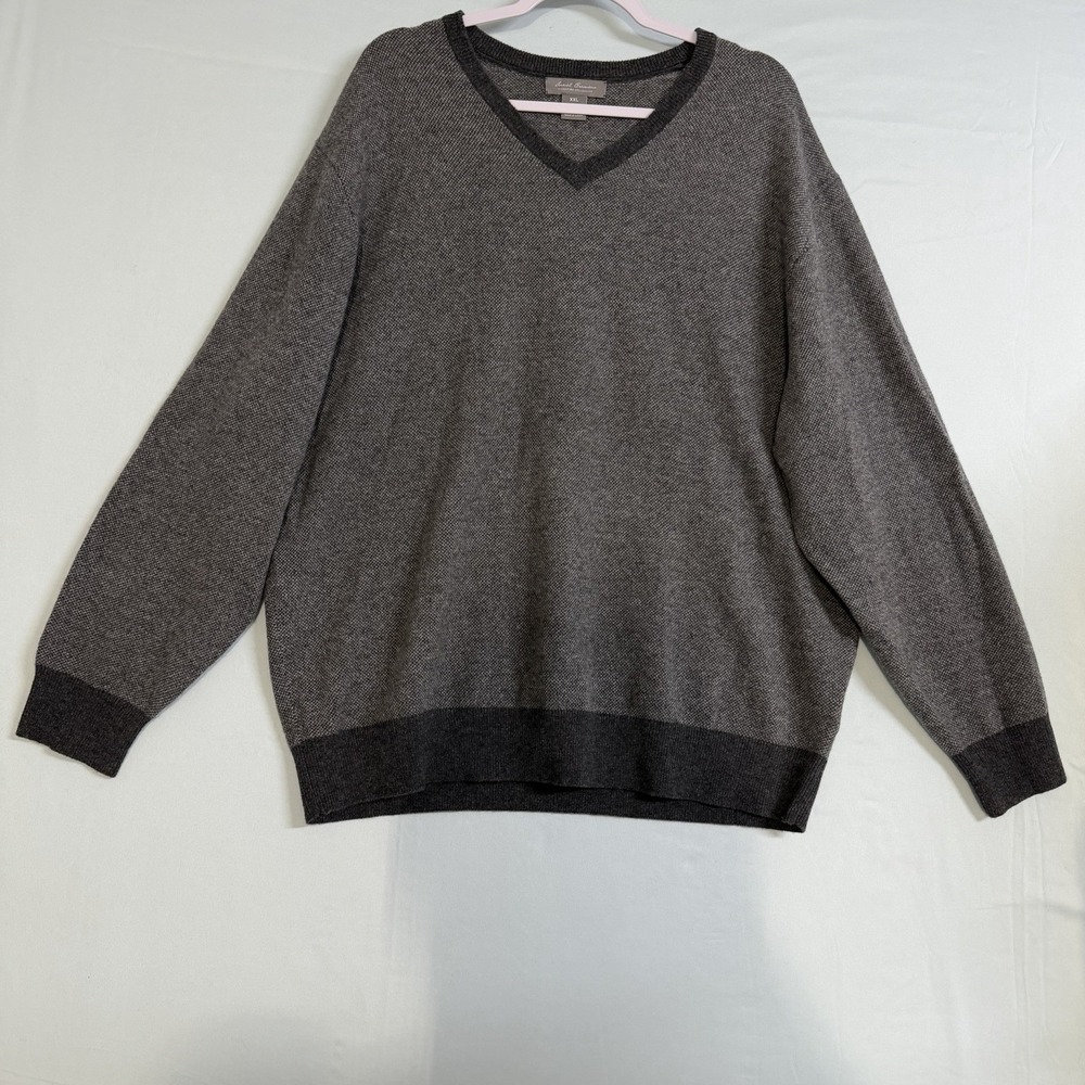Daniel Cremieux Signature Collection Size-XXL Mens V-Neck Gray Sweater Wool